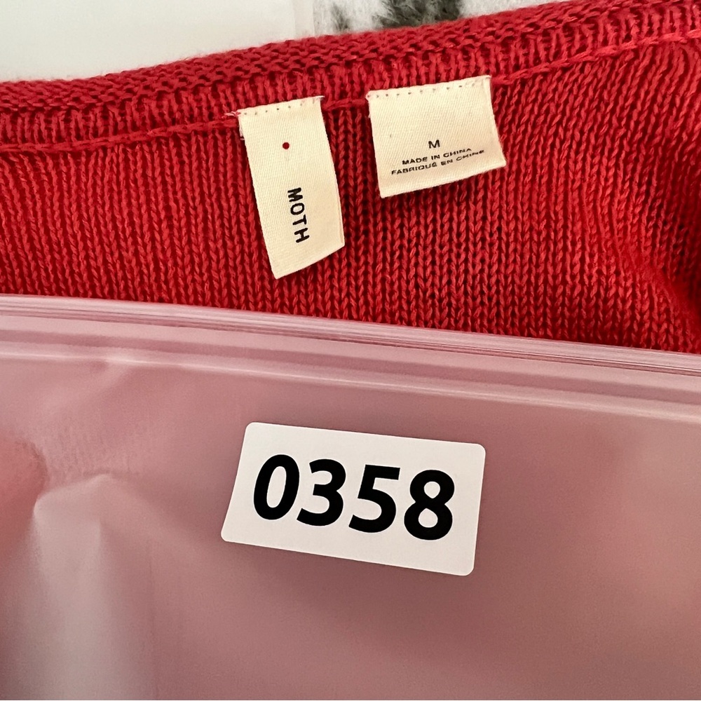 Moth Red Scoop Neck Sweater | Size Medium | Cotton Silk Blend | Anthropologie - Picture 9 of 11